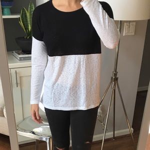 J.Crew colorblock black & white long sleeve top
